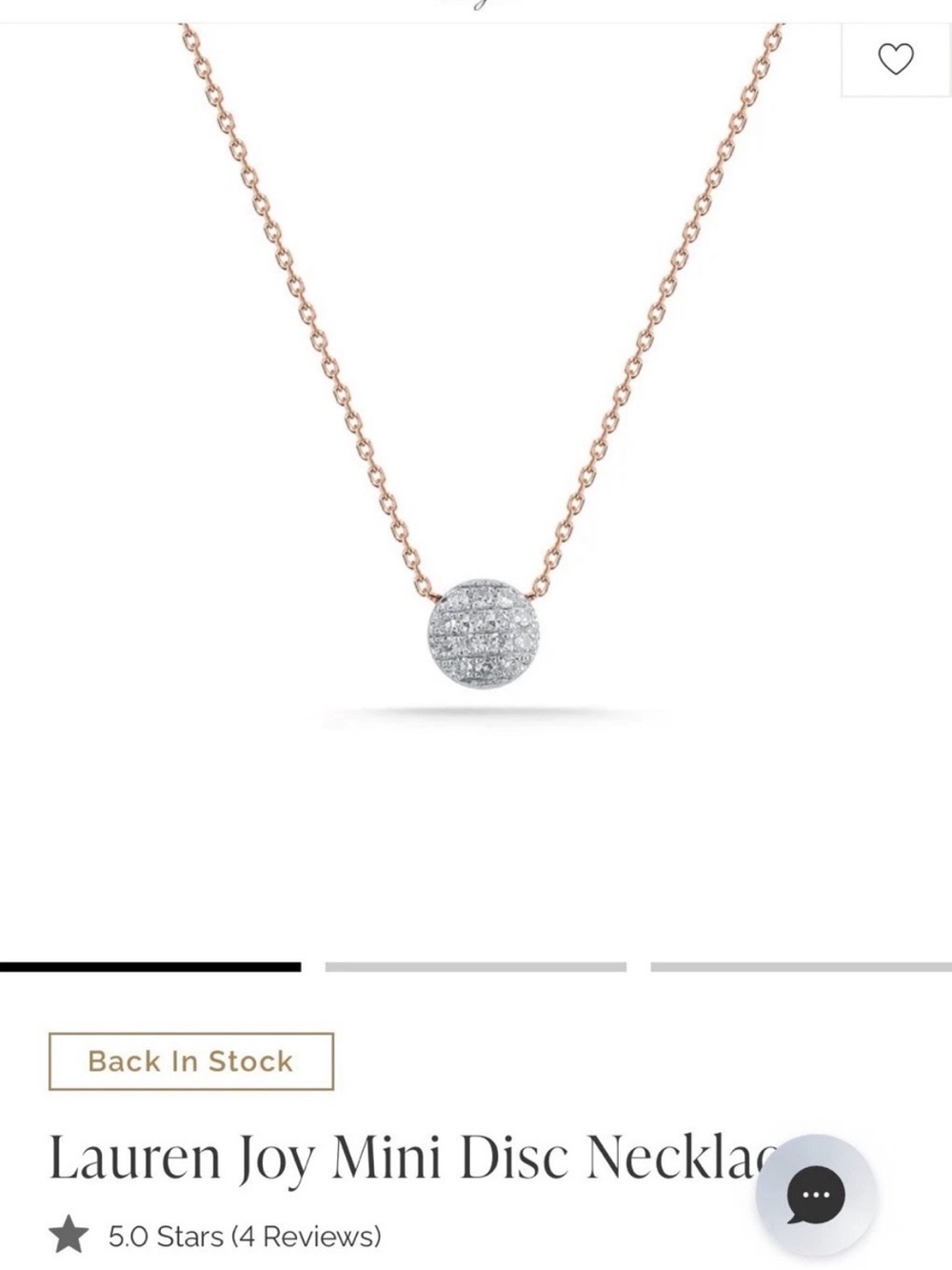 Dana Rebecca Designs 14k Rose Gold Lauren Joy Mini Disk Necklace Diamonds 18”